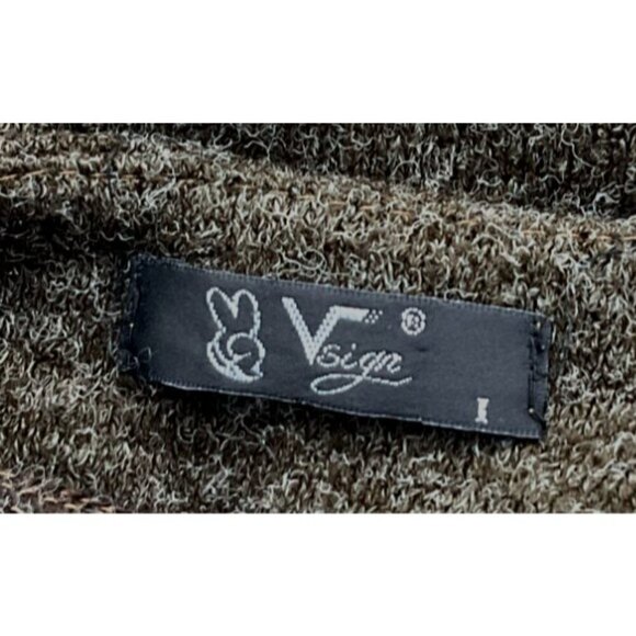 Vsign Italian Design LS Scoop Neck Plaid Brown Wool Blend Sweater Dress Small - Picture 5 of 8